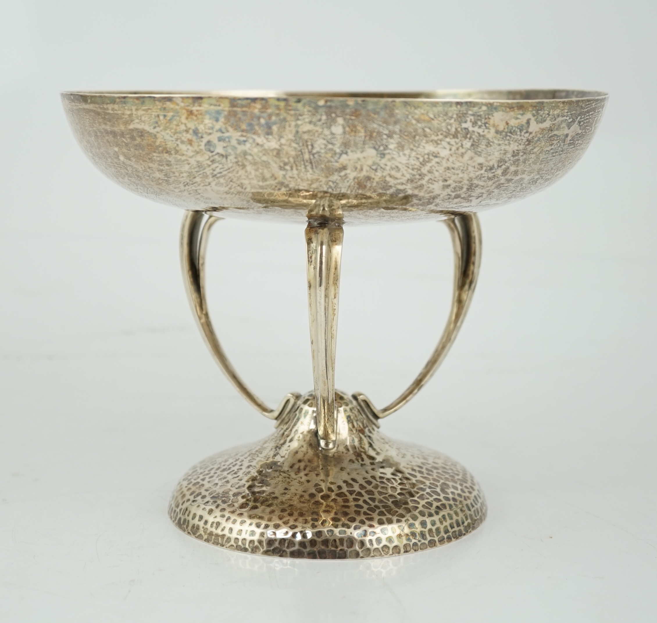 A George V Arts & Crafts planished silver tazza, by Pearce & Sons